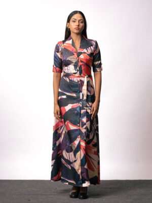 Button flap wrap dress