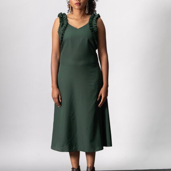 Short ruffles sleeve maxi dress