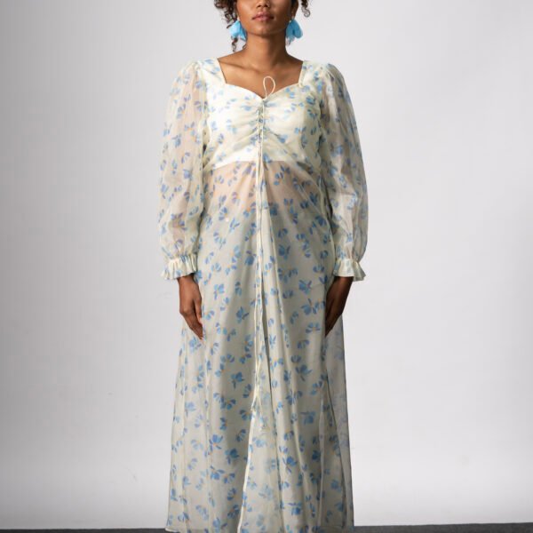 Ruched drawstring organza top