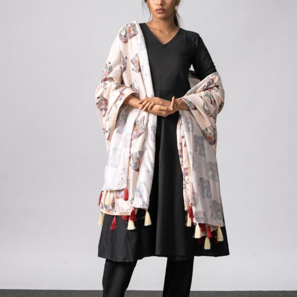 Anarkali with tussar silk dupatta