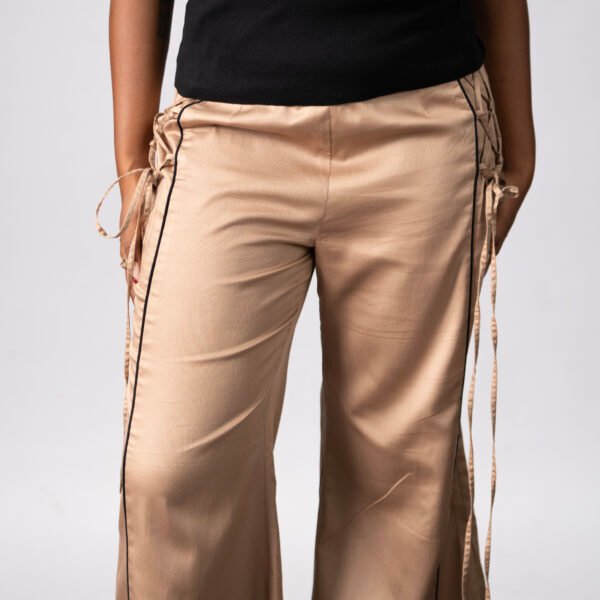 Comfy linen blend tie up pants